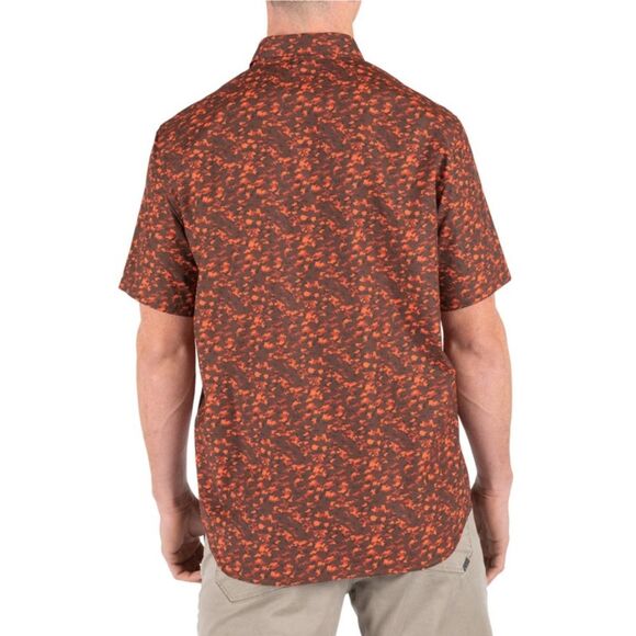 5.11 Tactical Micro Camo Shirt Men's Size L Orange Short Sleeve Snap Button - Picture 2 of 16